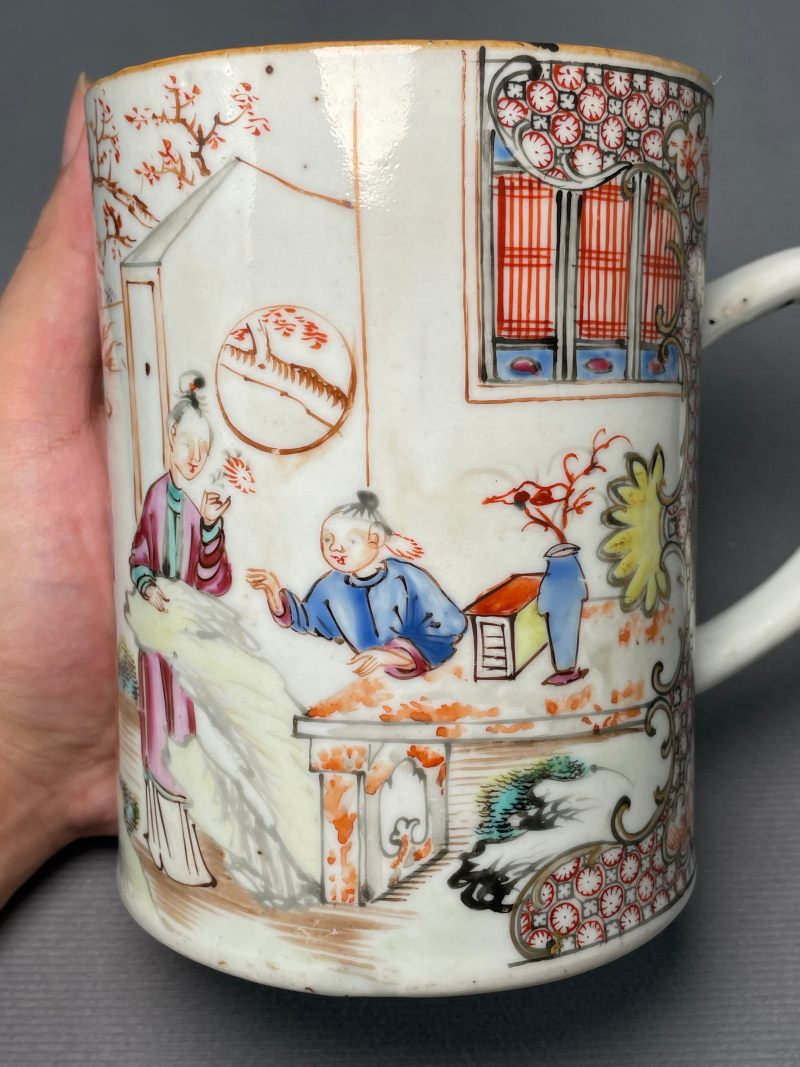 清乾隆 广彩开光人物故事图把杯 - 图13
