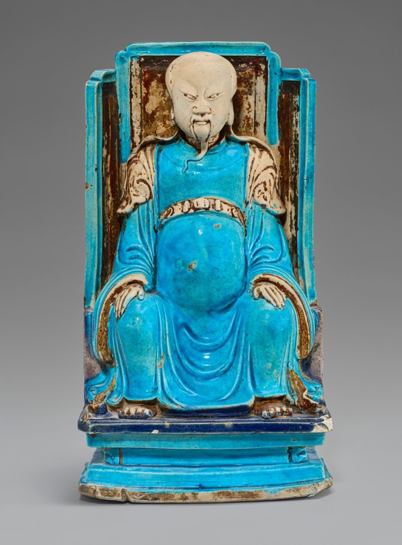 中國 清康熙 素胎孔雀綠釉真武大帝坐像  CHINA, KANGXI PERIOD (1662-1722) - 图1