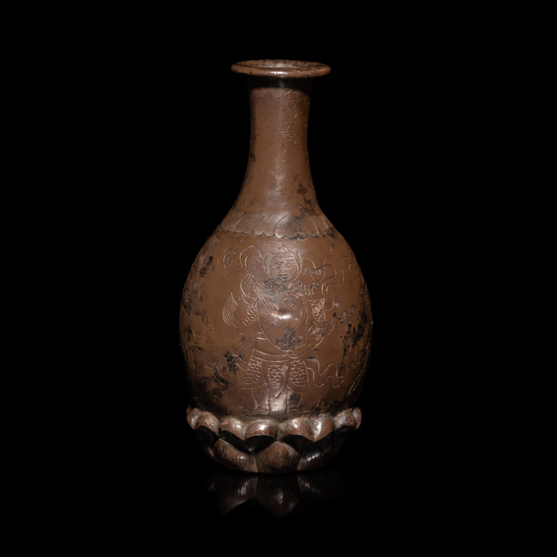 唐開元三年（715）线刻四大天王像银舍利瓶 | A Small Chinese Silver Reliquary Bottle, Tang Dynasty, Third Year of the Kaiyuan Era (715)