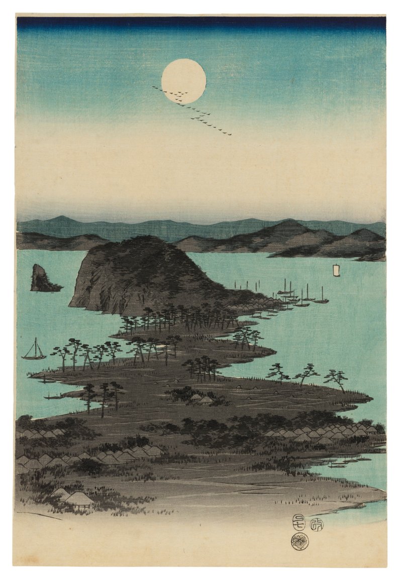 UTAGAWA HIROSHIGE (1797-1858)  Buyo Kanazawa hassho yakei (Eight night views of Kanazawa, Musashi Province) - 图4