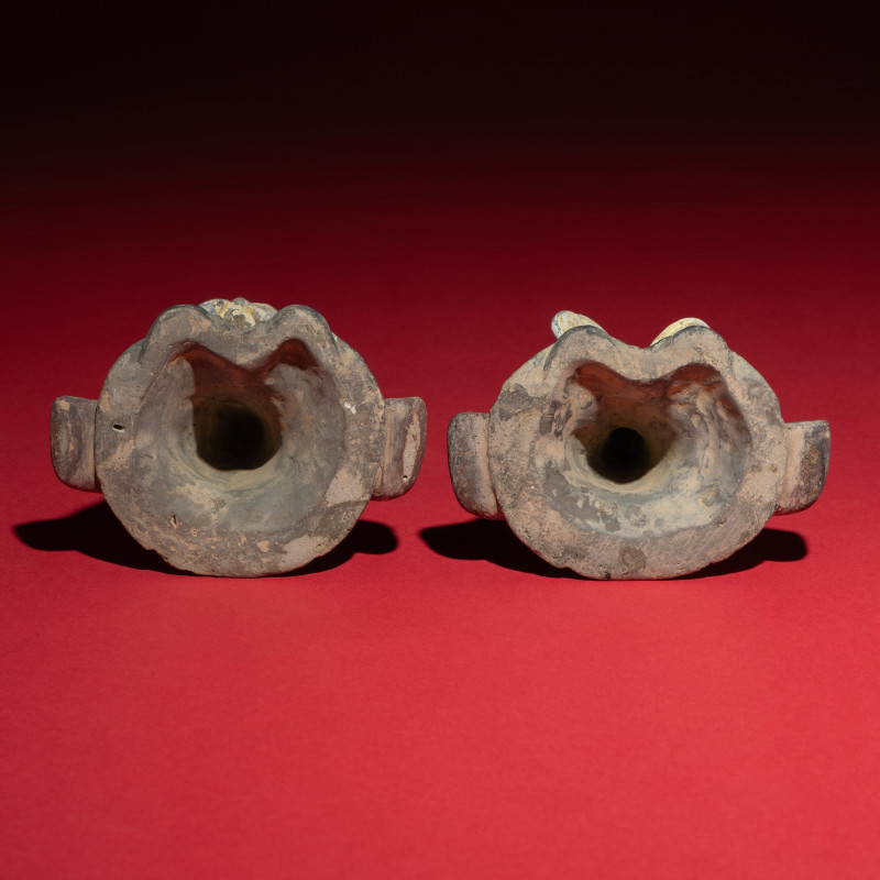 北魏晚期-北齊 灰陶彩繪伎樂俑一組四件 | Four Chinese Painted Pottery Musicians, Northern Wei-Northern Qi Dynasty - 图7