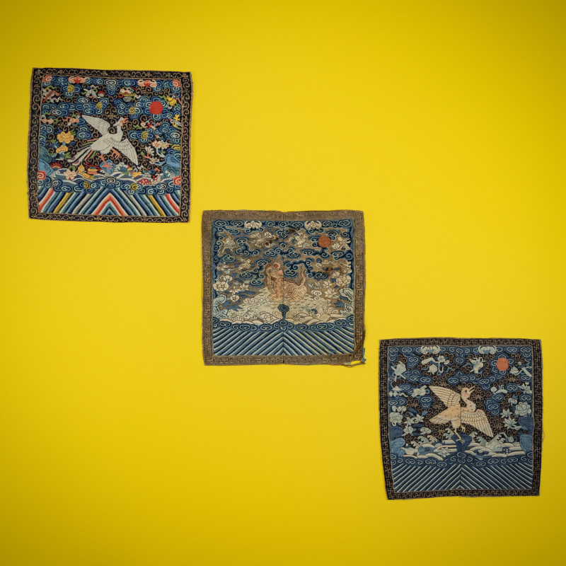 清晚期 緙絲補子三種 | Three Chinese Kesi Rank Badges, 19th Century