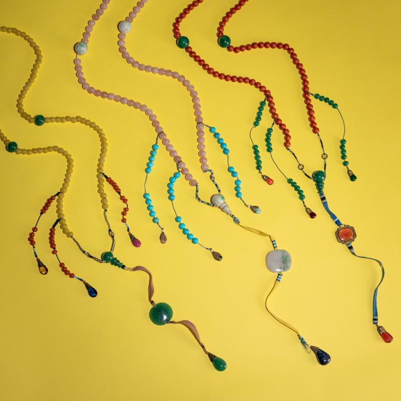 清晚期 水晶、料器朝珠三挂 | Three Chinese Court Necklaces, Chaozhu, Late 19th-Early 20th Century