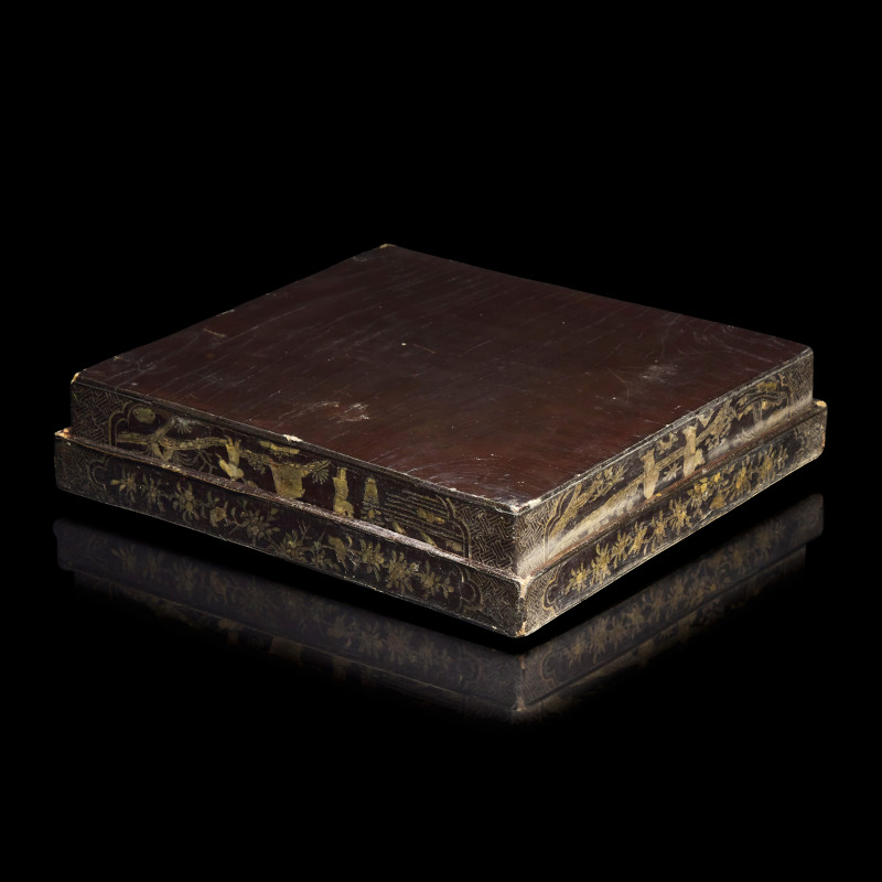 明晚期 黑漆螺鈿行旅圖蓋盒 | A Chinese Mother of Pearl Inlaid Lacquer Box, Ming Dynasty, 16th/17th Century - 图3