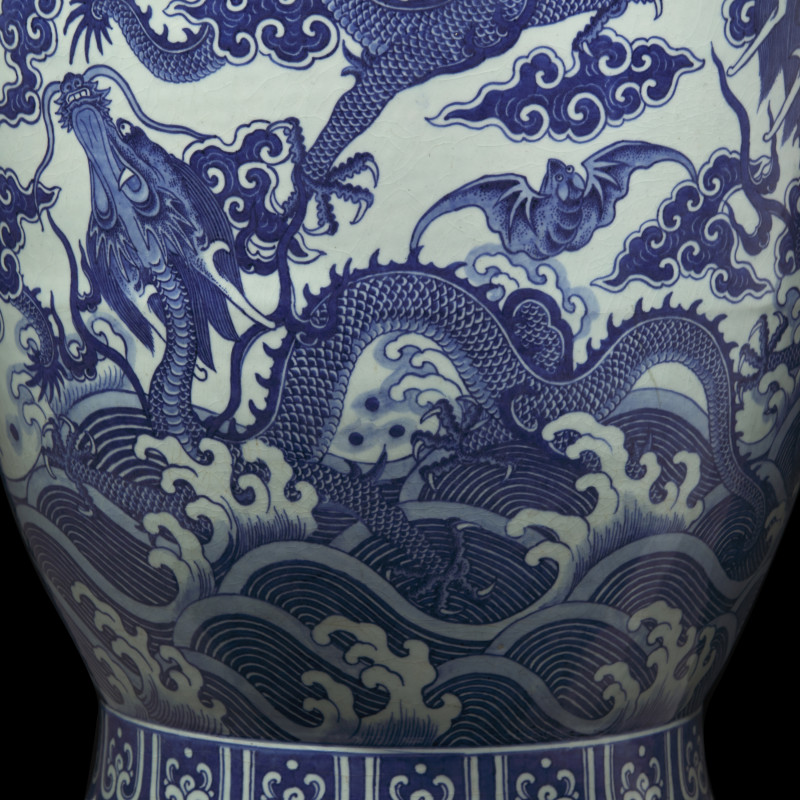 清嘉慶/道光 巨型青花九龍大瓶（附山中商會1943年圖錄） | A Magnificent, Monumental, and Extremely Rare Chinese Blue and White 'Nine Dragons' Vase, Qing Dynasty, Jiaqing/Daoguang Period - 图9