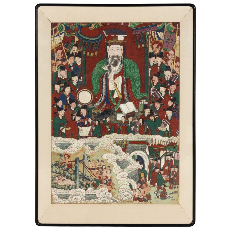 朝鮮王朝 冥府十王之第八平等大王 | A Large Korean Painting Depicting a King of Hell, 19th Century