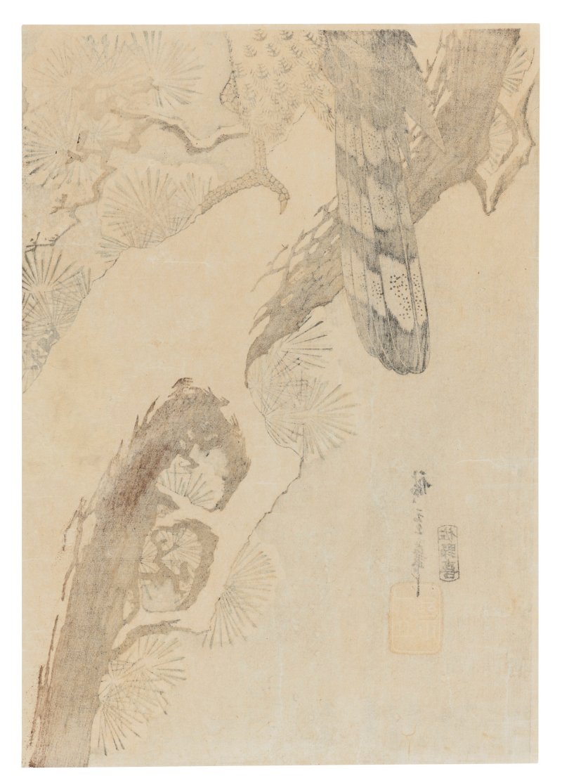 UTAGAWA HIROSHIGE (1797-1858)  Hawk on Snowy Pine Tree - 图5