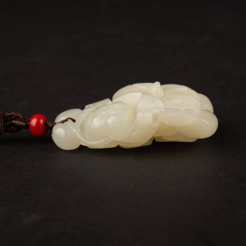    清 白玉送財童子 - 图6
