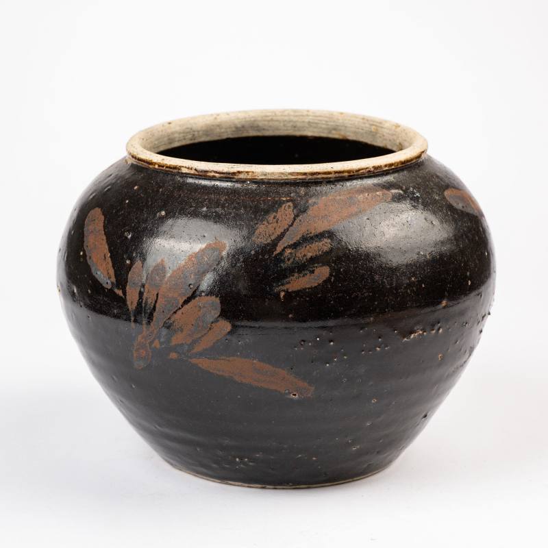    宋 磁州窯鐵鏽花花卉罐 - 图2