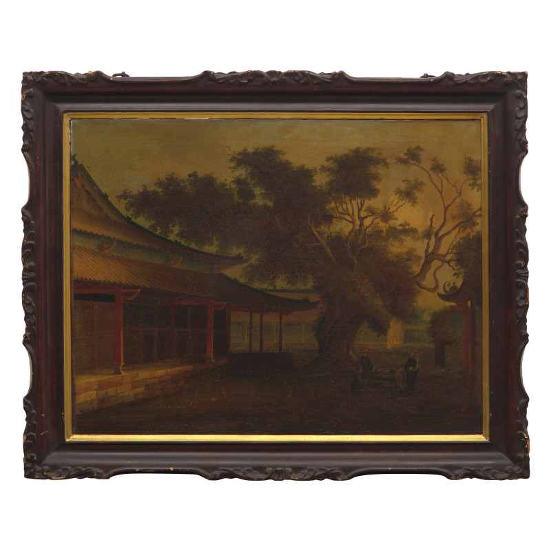 清晚期 外銷油畫兩幅 | Two Framed Chinese Export Paintings, 19th Century - 图2