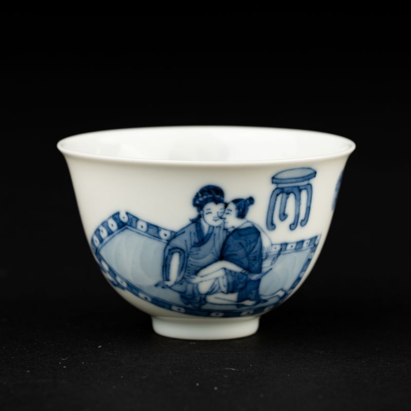    清康熙 青花人物紋杯 - 图2