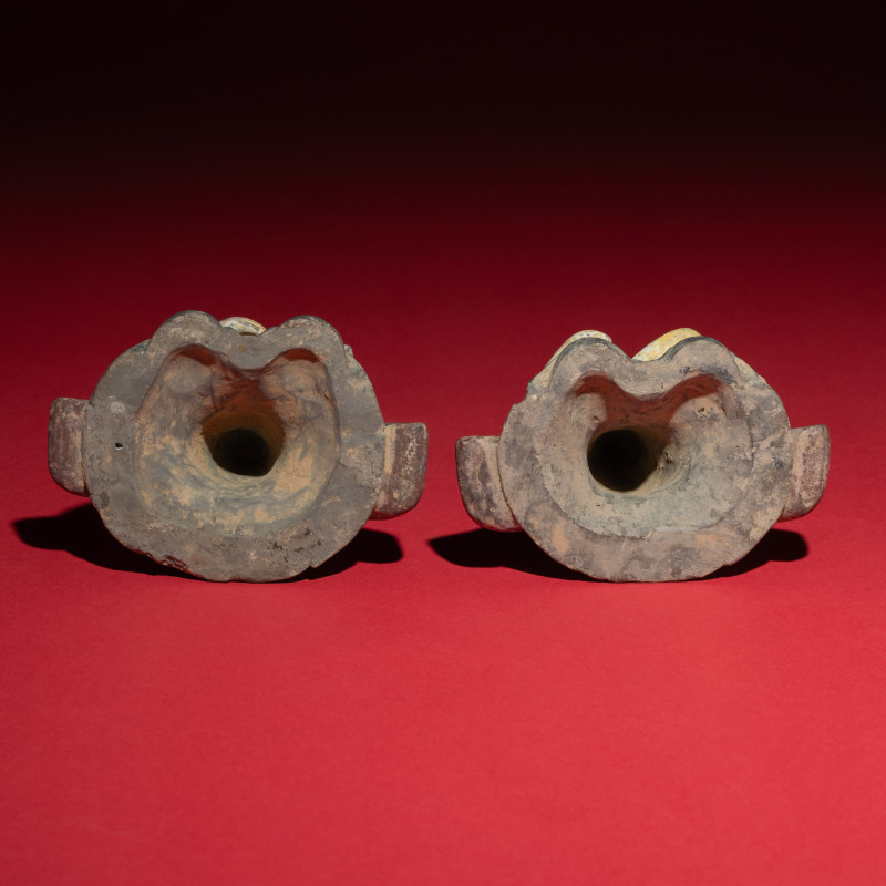 北魏晚期-北齊 灰陶彩繪伎樂俑一組四件 | Four Chinese Painted Pottery Musicians, Northern Wei-Northern Qi Dynasty - 图8