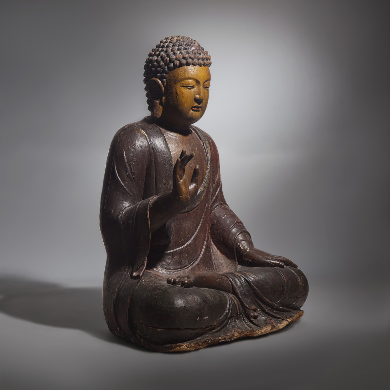 明末清初 木髹漆巨型坐佛 | A Large Chinese Lacquered Wood Seated Buddha, Late Ming/Early Qing Dynasty - 图2