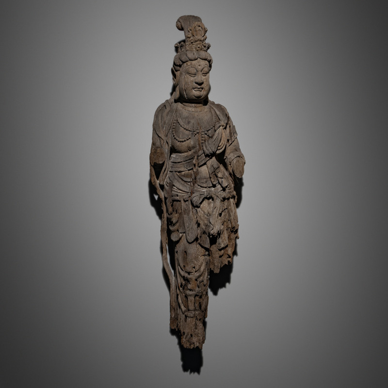 元或以後 木雕觀音像 | A Chinese Wood Carving of Guanyin Bodhisattva, Yuan Dynasty or Later