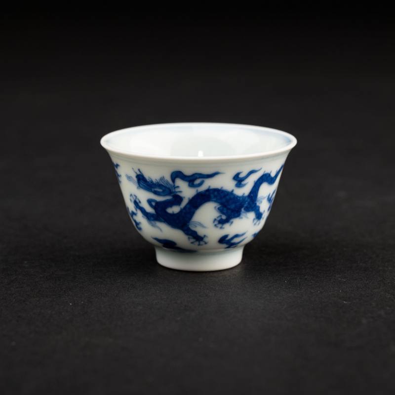    明 大明嘉靖款青花龍紋杯 - 图3