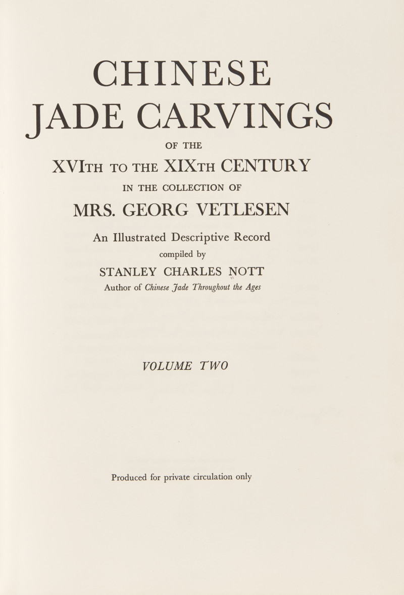 樂提1939-1940年編著《George Vetlesen夫人藏中國玉器》一套三冊 | Chinese Jade Carvings in the Collection of Mrs. George Vetlesen, 1939-1940. 3 volumes, compiled by Stanley Charles Nott, Author's copy. —... - 图4