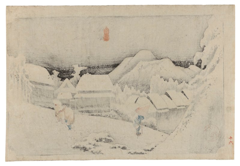 UTAGAWA HIROSHIGE (1797-1858)  Kanbara yoru no yuki (Evening snow at Kanbara) - 图2