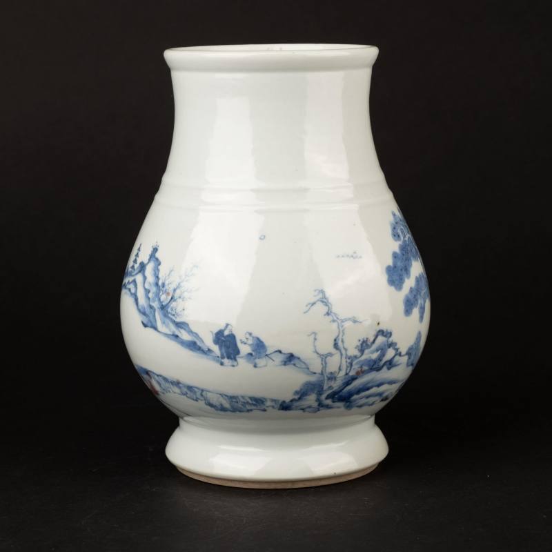    清 青花釉裡紅深山訪友琵琶尊 - 图4