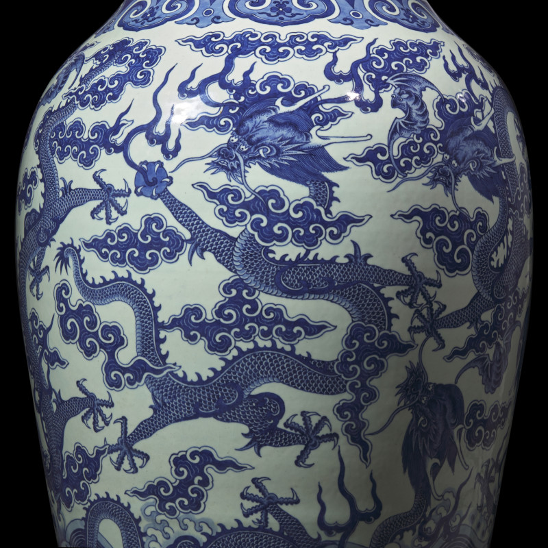 清嘉慶/道光 巨型青花九龍大瓶（附山中商會1943年圖錄） | A Magnificent, Monumental, and Extremely Rare Chinese Blue and White 'Nine Dragons' Vase, Qing Dynasty, Jiaqing/Daoguang Period - 图11