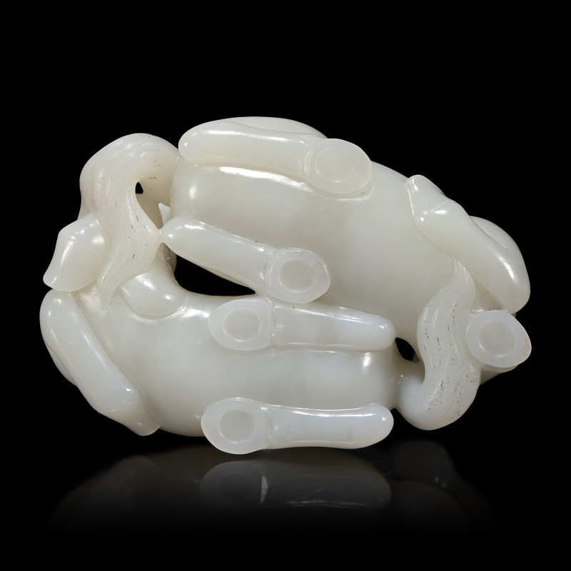 清晚期 白玉雙馬擺件 | A Chinese White Jade Carving of Double Horses, 19th Century - 图5