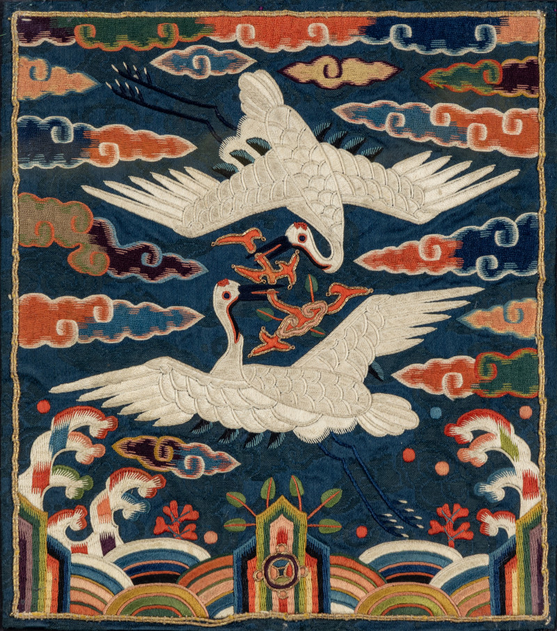 朝鮮王朝 文官鶴紋補子五件 | Five Korean Embroidered Silk 'Crane' Civil Official Rank Badges, Joseon Dynasty, 19th Century - 图3