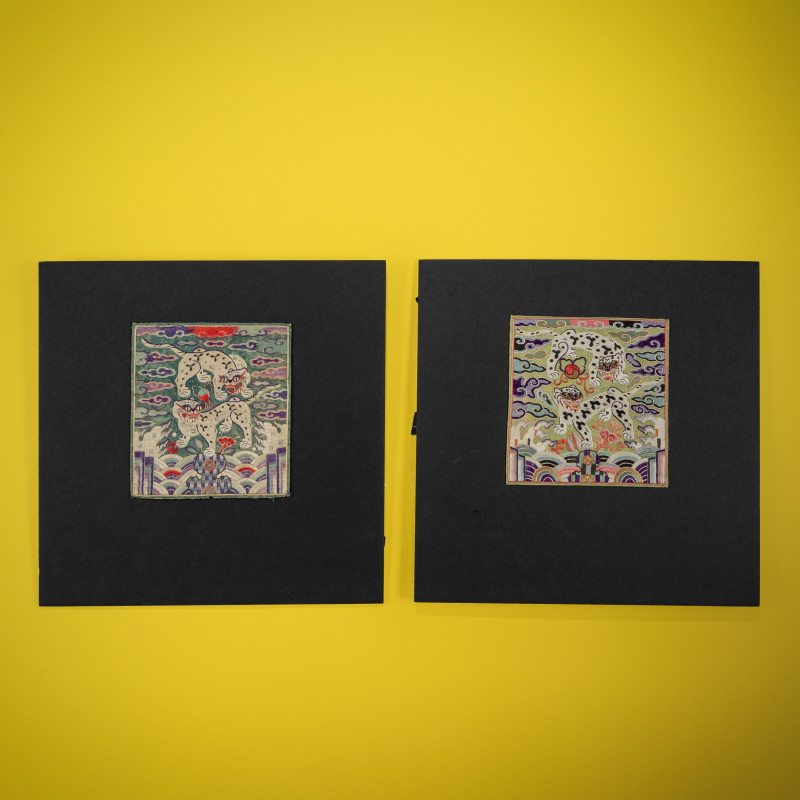 朝鮮王朝 武官虎紋補子兩種 | Two Korean 'Tigers' Rank Badges, Joseon Dynasty, 19th Century