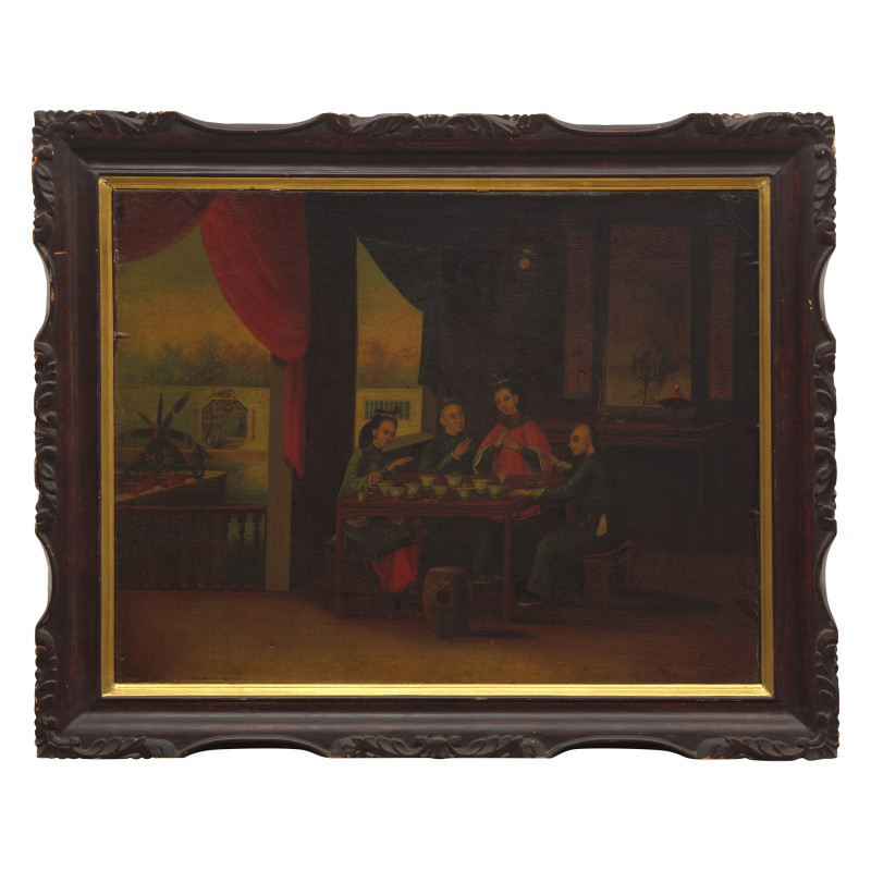 清晚期 外銷油畫兩幅 | Two Framed Chinese Export Paintings, 19th Century - 图4