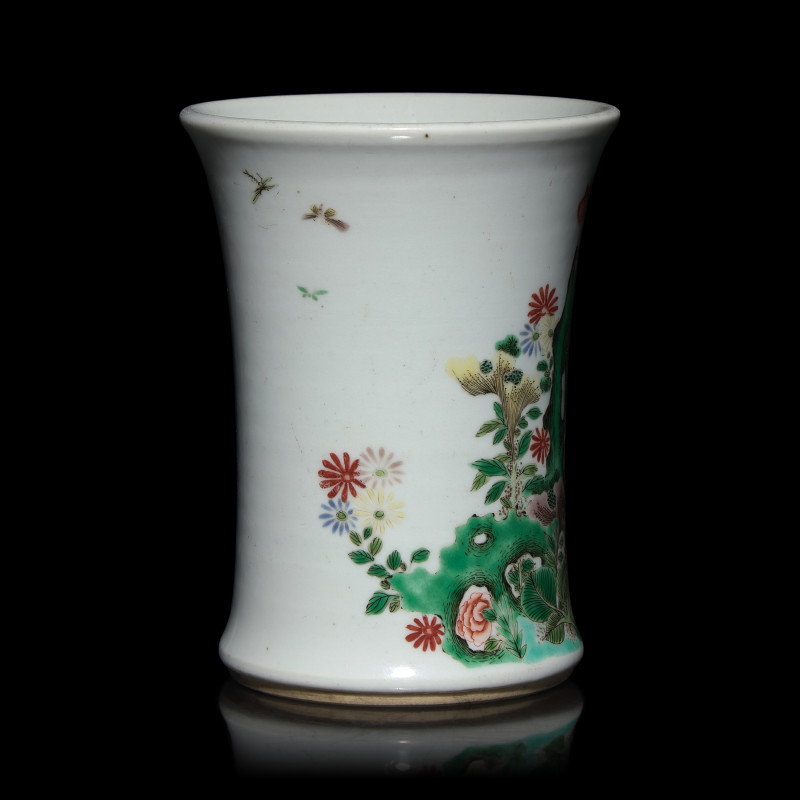 五彩花鳥圖小筆筒 | A Small Chinese Famille Verte Brush Pot, Bitong - 图4