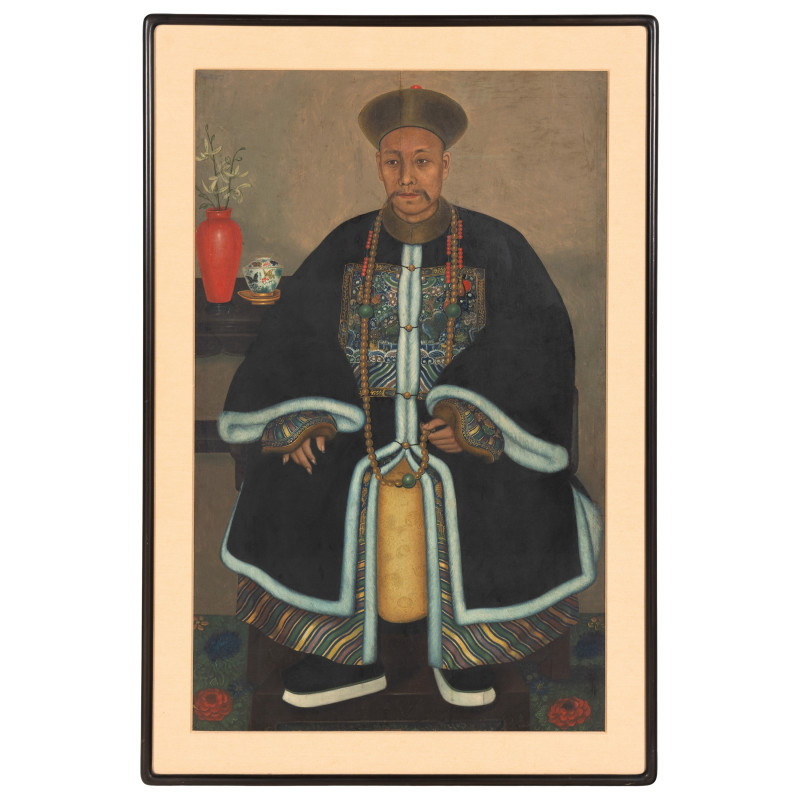 清晚期 油畫武官像 | A Chinese Export Painting of a Military Official, 19th Century