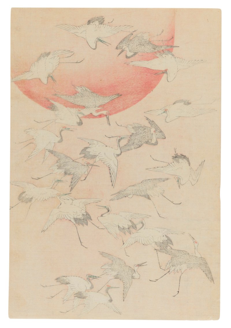 UTAGAWA HIROSHIGE (1797-1858)  Cranes Flying over Waves with Rising Sun - 图3