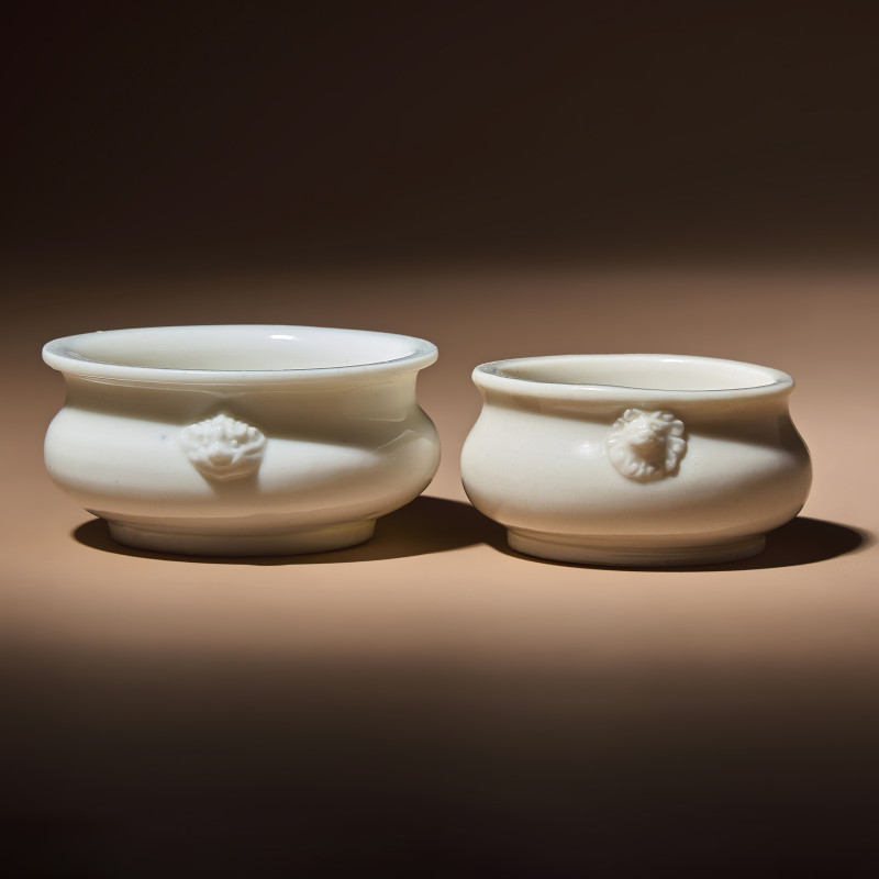 清早中期 德化白瓷雙輔首耳小香爐兩具 | Two Chinese Blanc-de-Chine Porcelain Incense Burners, 17th-18th Century - 图2