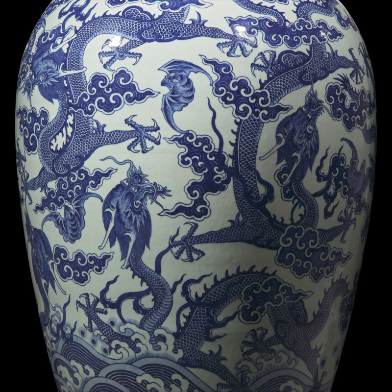 清嘉慶/道光 巨型青花九龍大瓶（附山中商會1943年圖錄） | A Magnificent, Monumental, and Extremely Rare Chinese Blue and White 'Nine Dragons' Vase, Qing Dynasty, Jiaqing/Daoguang Period - 图12