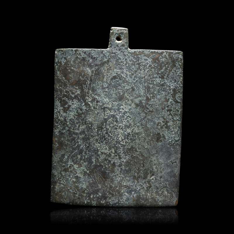 遼-金 雙面綫刻銅佛板 | A Chinese Bronze Incised Buddhist Votive Plaque, Liao-Jin Dynasty - 图2