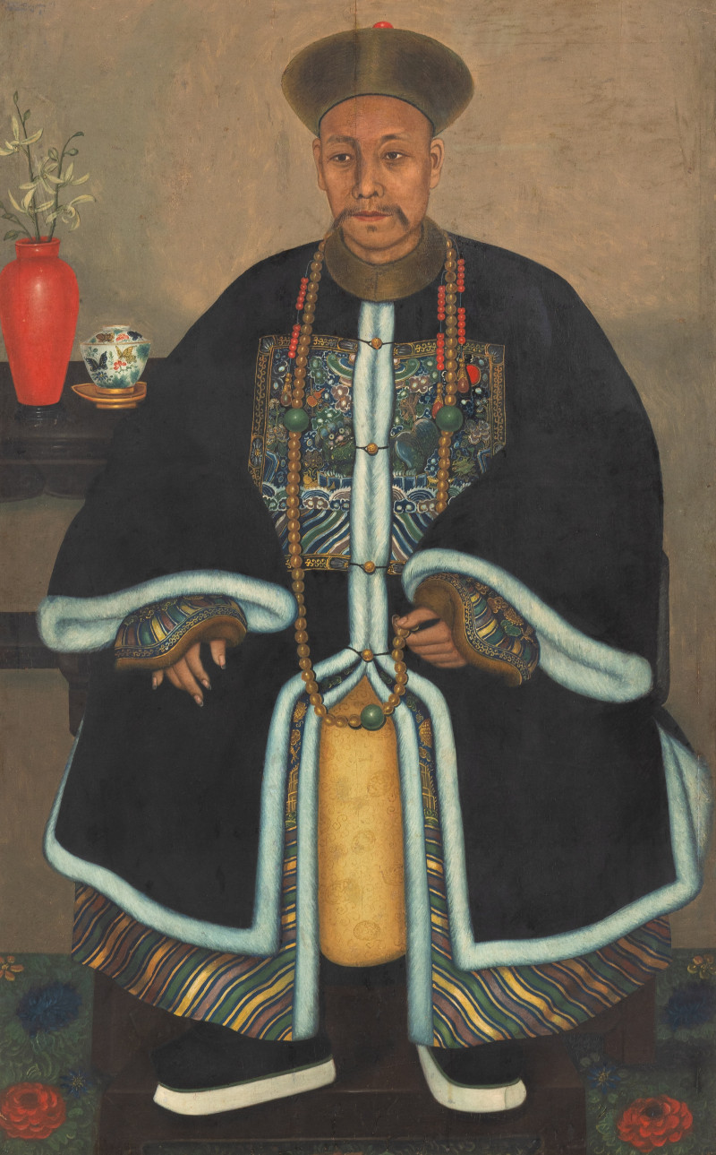 清晚期 油畫武官像 | A Chinese Export Painting of a Military Official, 19th Century - 图2