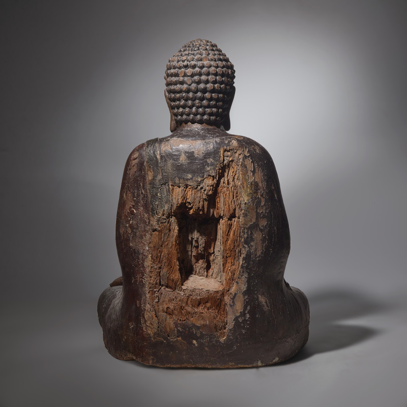 明末清初 木髹漆巨型坐佛 | A Large Chinese Lacquered Wood Seated Buddha, Late Ming/Early Qing Dynasty - 图5