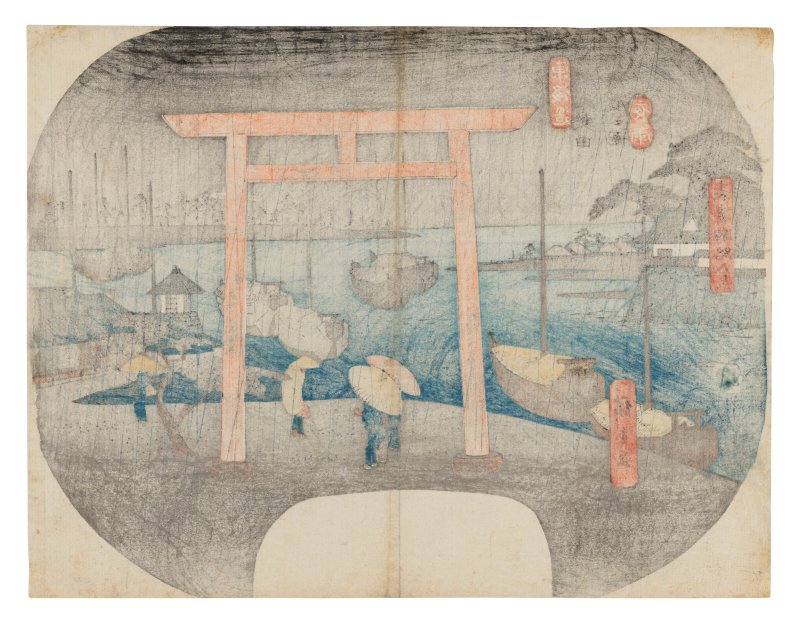 UTAGAWA HIROSHIGE (1797-1858)  Tokaido Bishu atsuta kaihin yau no zu (Night rain at the coast of Atsuta in Owari Province) - 图2