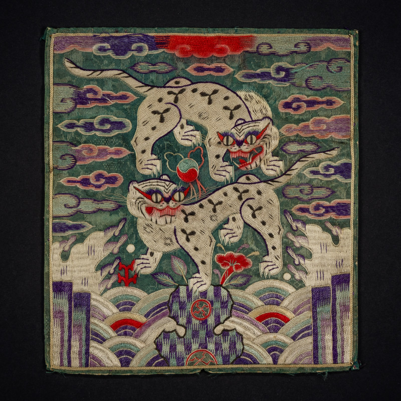 朝鮮王朝 武官虎紋補子兩種 | Two Korean 'Tigers' Rank Badges, Joseon Dynasty, 19th Century - 图2