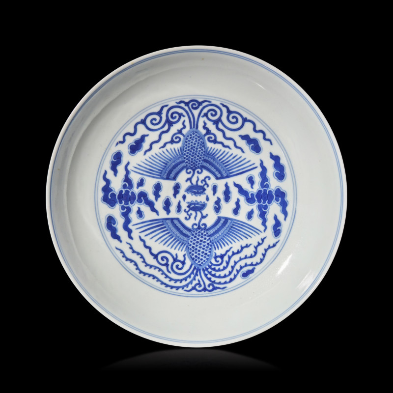 或為清道光 青花雙鳳紋盤 | A Chinese Blue and White ‘Double Phoenix' Dish, Daoguang Mark and Probably of the Period