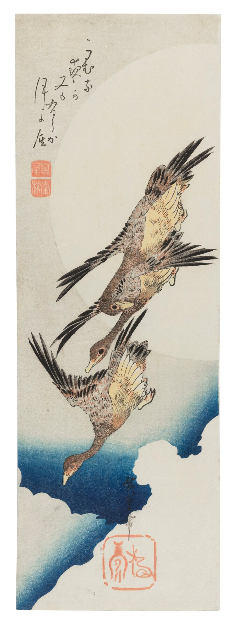 UTAGAWA HIROSHIGE (1797-1858)  Wild Geese Flying across Full Moon - 图1