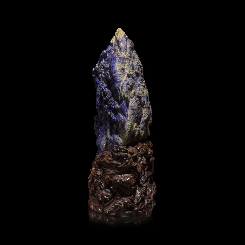 清 青金石雕羅漢渡江山子 | A Large Chinese Lapis Lazuli 'Eight Immortals Crossing the River' Boulder, Qing Dynasty - 图5
