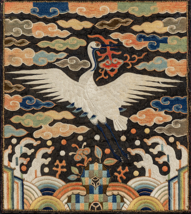 朝鮮王朝 文官鶴紋補子五件 | Five Korean Embroidered Silk 'Crane' Civil Official Rank Badges, Joseon Dynasty, 19th Century - 图4