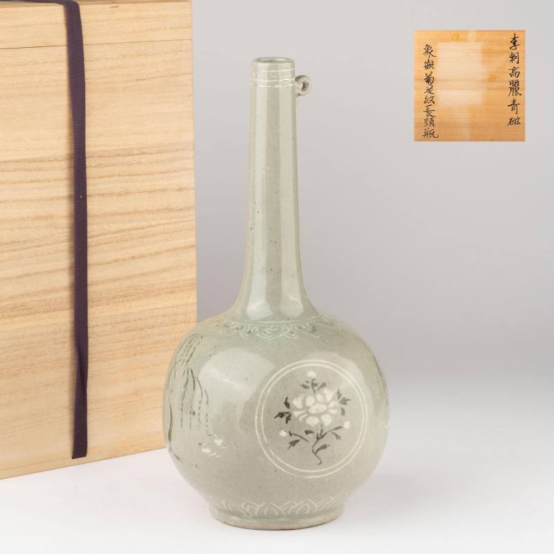    高麗青磁 長頸瓶 - 图1