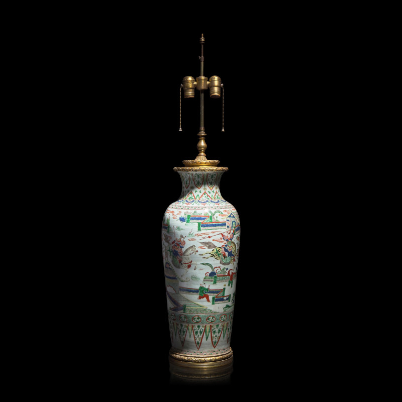 清康熙 五彩刀馬圖棒槌瓶 | A Large Chinese Famille Verte Vase, Kangxi Period - 图3