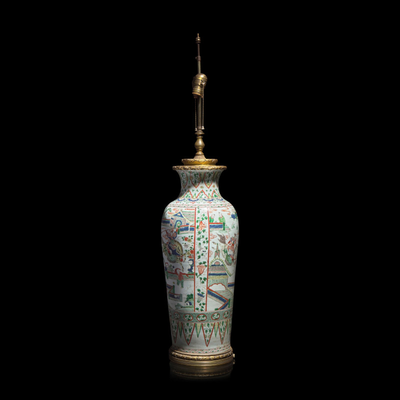 清康熙 五彩刀馬圖棒槌瓶 | A Large Chinese Famille Verte Vase, Kangxi Period - 图4