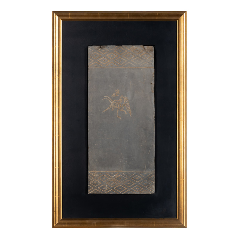漢 模印朱雀紋陶磚 | A Chinese Grey Pottery 'Vermilion Bird' Tomb Brick Fragment, Han Dynasty