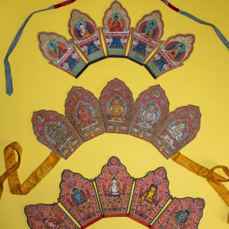 清晚期 五佛冠四種 | Four Chinese and Sino-Tibetan Five-Pointed Ritual Diadems, Wufoguan , 19th Century - 图2