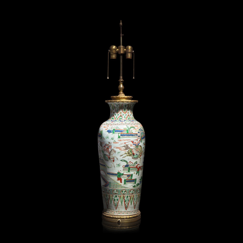 清康熙 五彩刀馬圖棒槌瓶 | A Large Chinese Famille Verte Vase, Kangxi Period - 图5