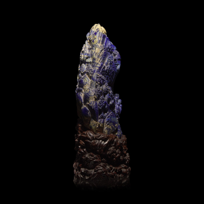 清 青金石雕羅漢渡江山子 | A Large Chinese Lapis Lazuli 'Eight Immortals Crossing the River' Boulder, Qing Dynasty - 图7