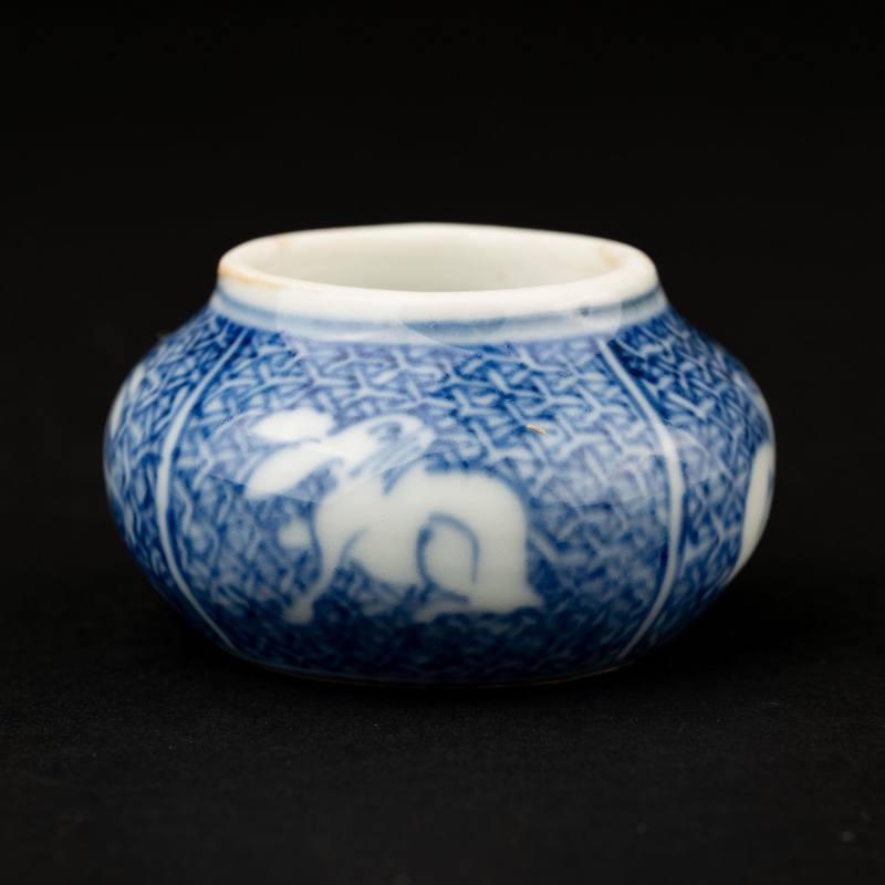    明末 青花祥瑞兔紋茶入 - 图4