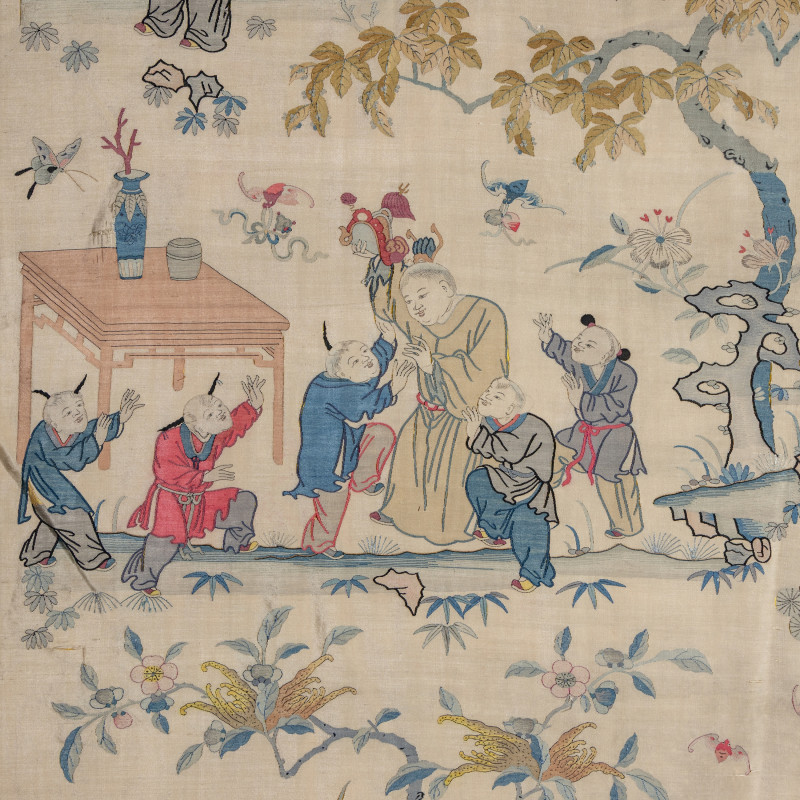 清晚期 緙絲百子圖大挂賬 | A Large Chinese Kesi Silk 'Hundred Boys' Panel, Circa 1880 - 图7